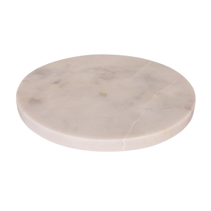 8‑Inch Round Marble Charcuterie and Cutting Board, White Finish