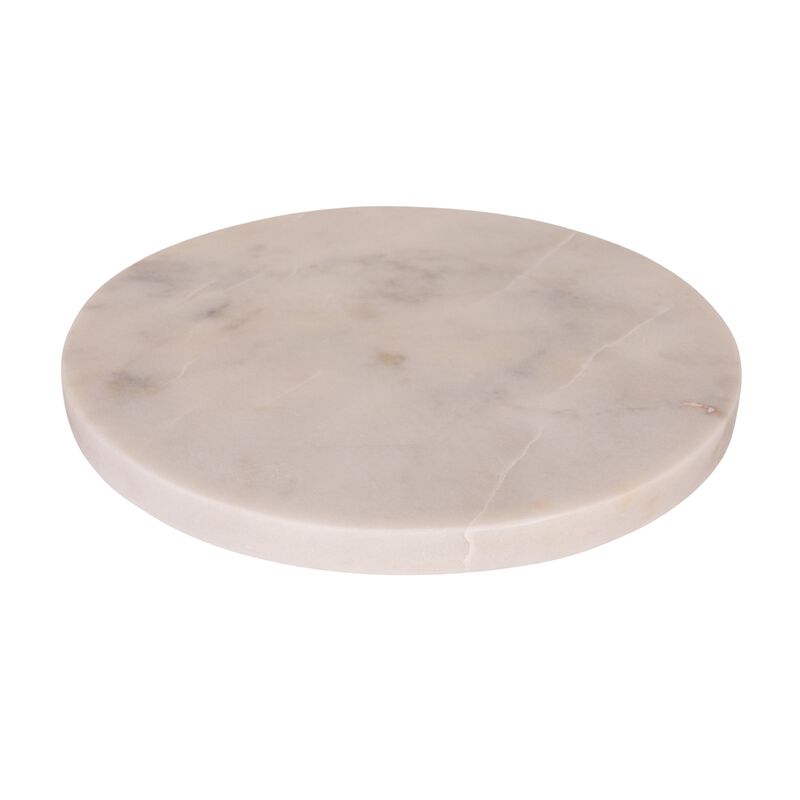 8‑Inch Round Marble Charcuterie and Cutting Board, White Finish image number 0