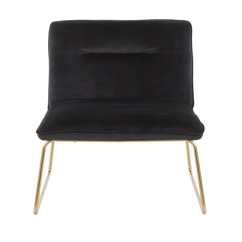 Streamdale Casper Contemporary Accent Chair In Gold Metal And Black Velvet