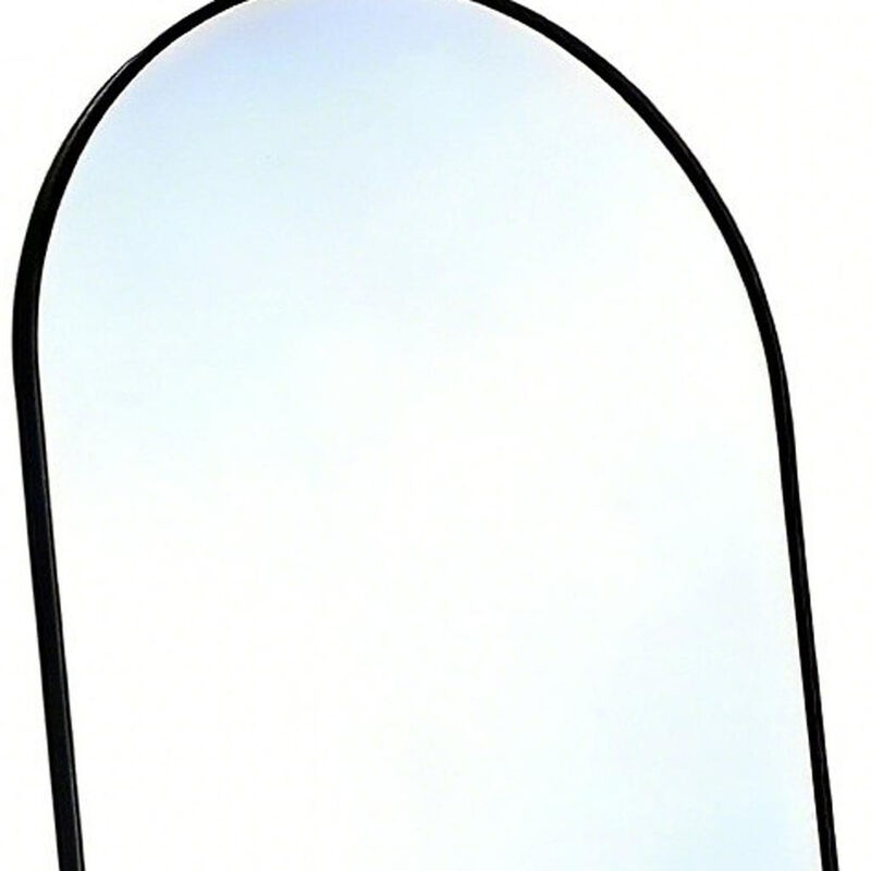HomeRoots 66" Black Aluminum Arch Freestanding And Wall Mounted Framed Full Length Mirror image number 2