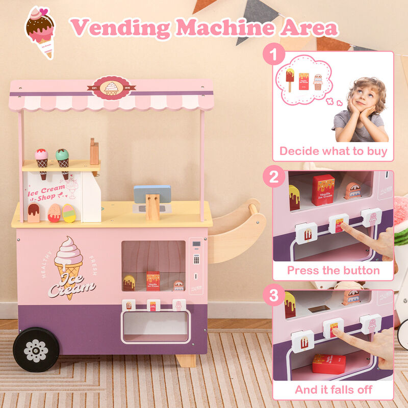 Kids Ice Cream Truck Toy Set with Vending Machine, Pretend Play for Toddlers image number 3