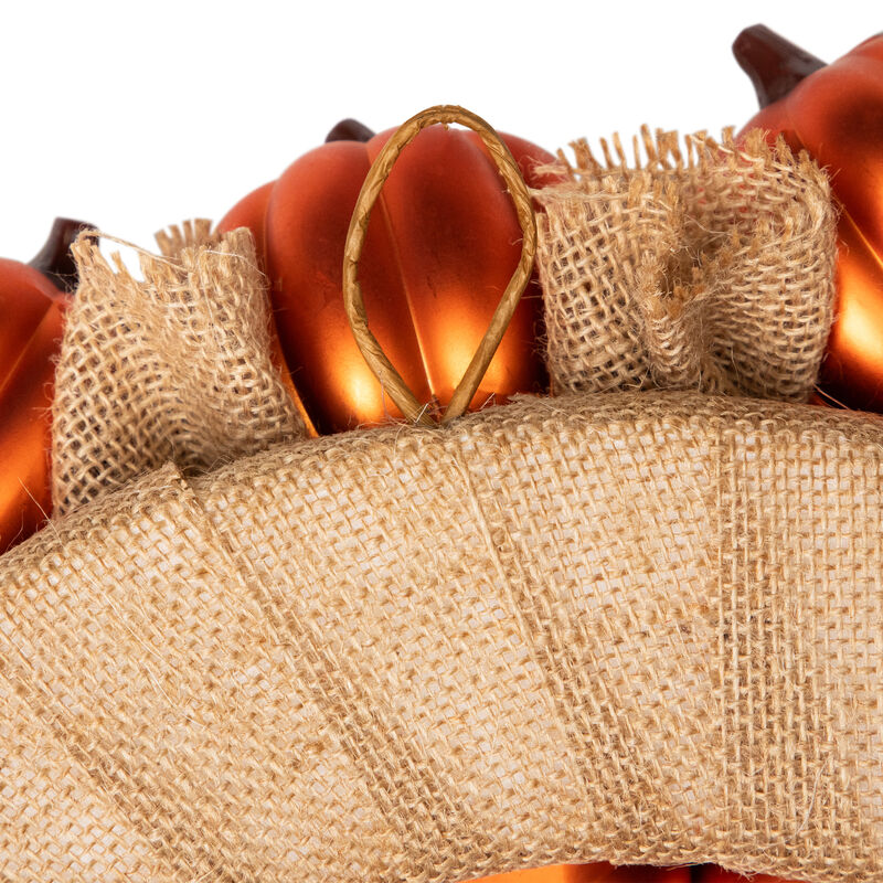 Jack-O-Lantern and Burlap Ribbon Halloween Wreath  20-Inch  Unlit image number 3