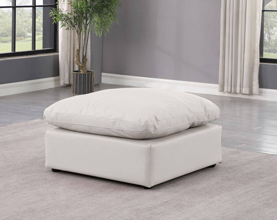 Meridian Furniture Indulge Linen Textured Fabric Ottoman