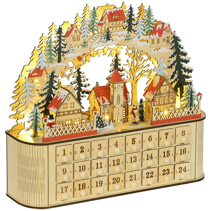HOMCOM Lighted Christmas Advent Calendar, 24 Dasys Countdown to Christmas
