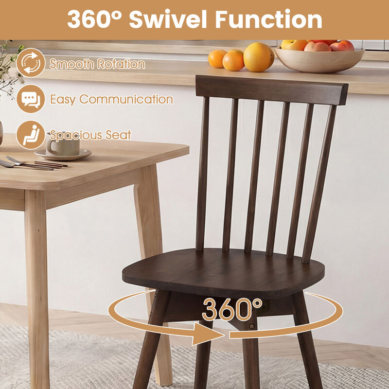Set of 4 Swivel Dining Chairs with Rubberwood Frames for Kitchen image number 5