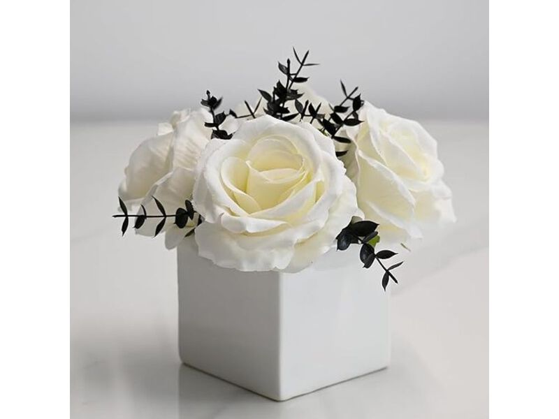 White Artificial Eucalyptus Flowers Vase Filler Rose Floral image number 2