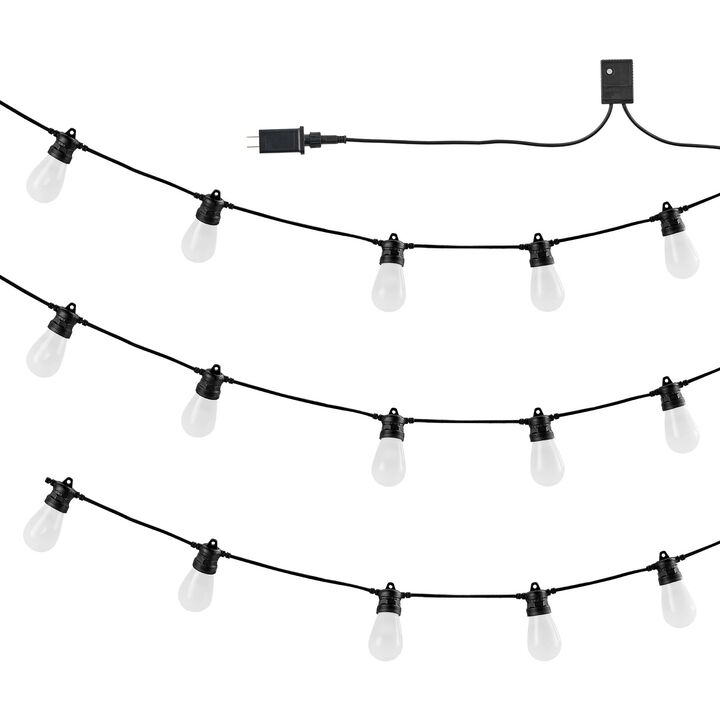 50 Ft RGB Patio String Lights 15 Bulbs App Control Adjustable Brightness