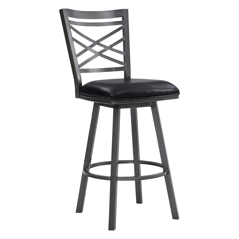 Fargo  Counter Height Metal Barstool in Mineral Finish with Black Faux Leather
