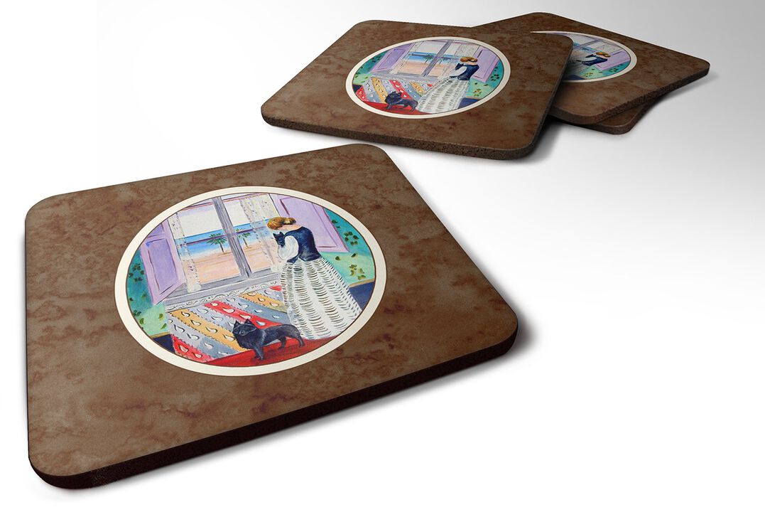 Caroline's Treasures 7268FC Lady With Her Schipperke Foam Coasters (Set of 4), 3.5, Multicolor