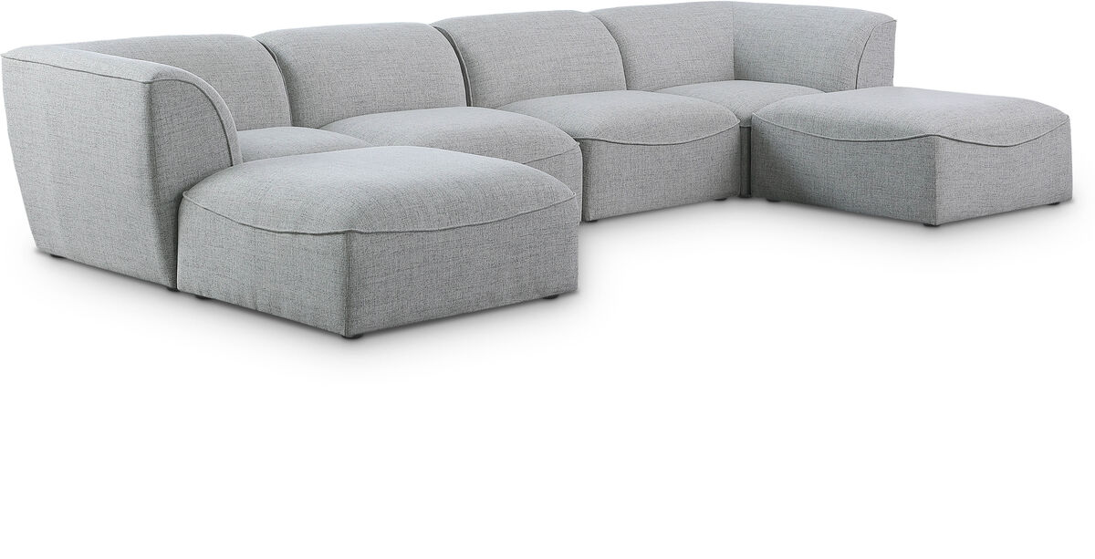 Meridian Furniture Miramar Grey Durable Linen Textured Modular Sectional