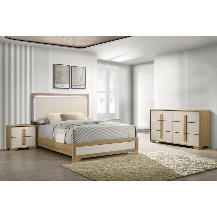 Best Quality Furniture 3 piece - Beige wood bedroom set (Bed+NS+Dresser), Queen