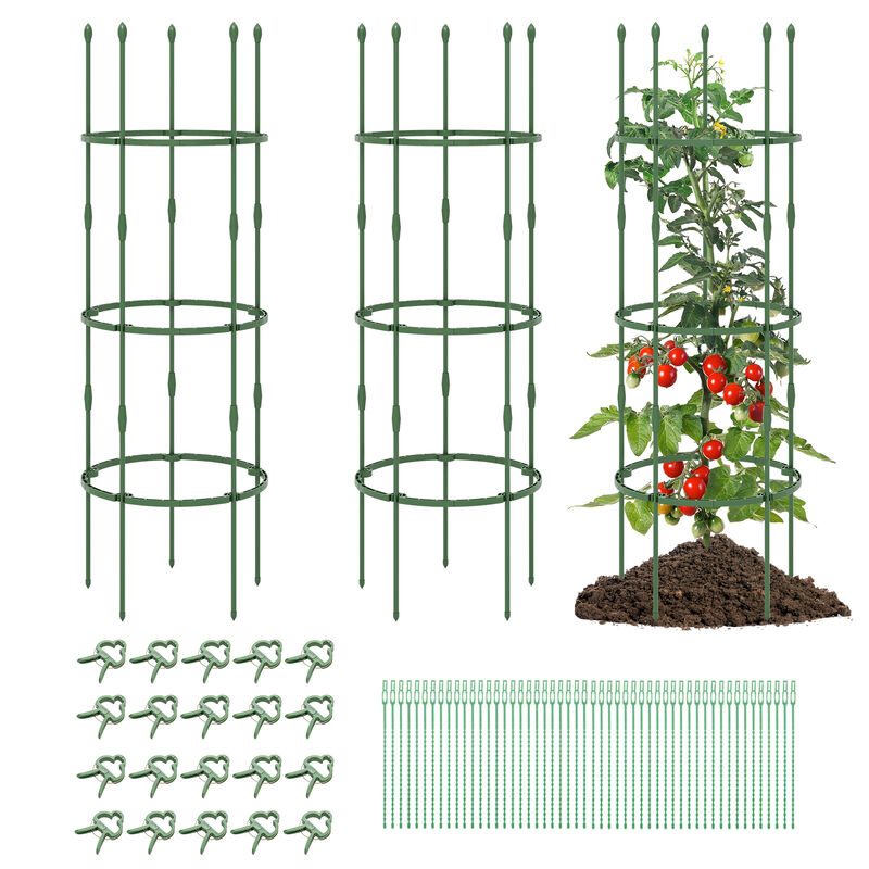 3-Pack Garden Trellis Plant Supports with Clips, Ties, and Climbing Plant Stands