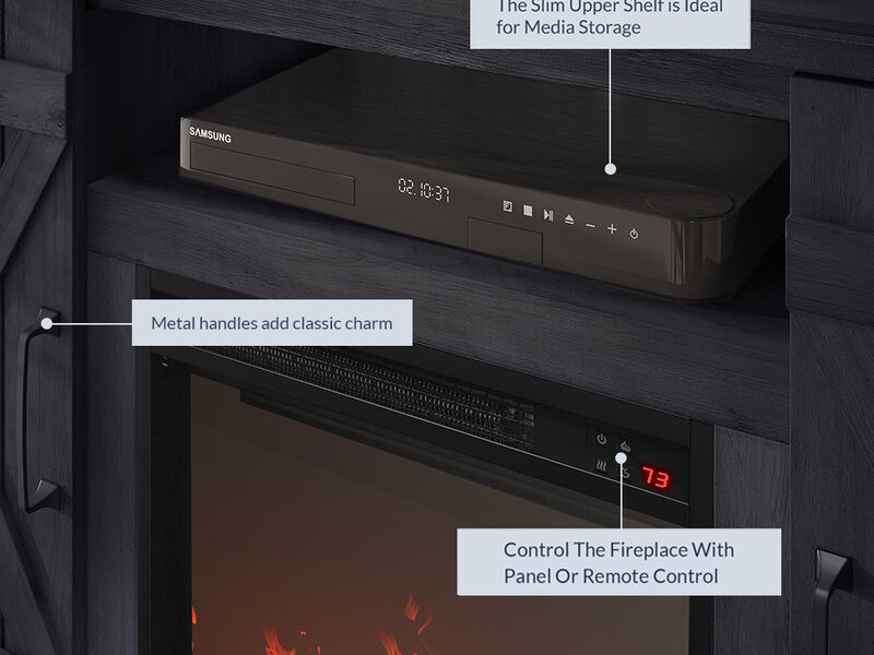 BELLEZE 47" TV Stand with 18" Electric Fireplace Heater & Media Entertainment Center Console Table for TV up to 50" with Open Storage Shelves & Cabinets - Veropeso