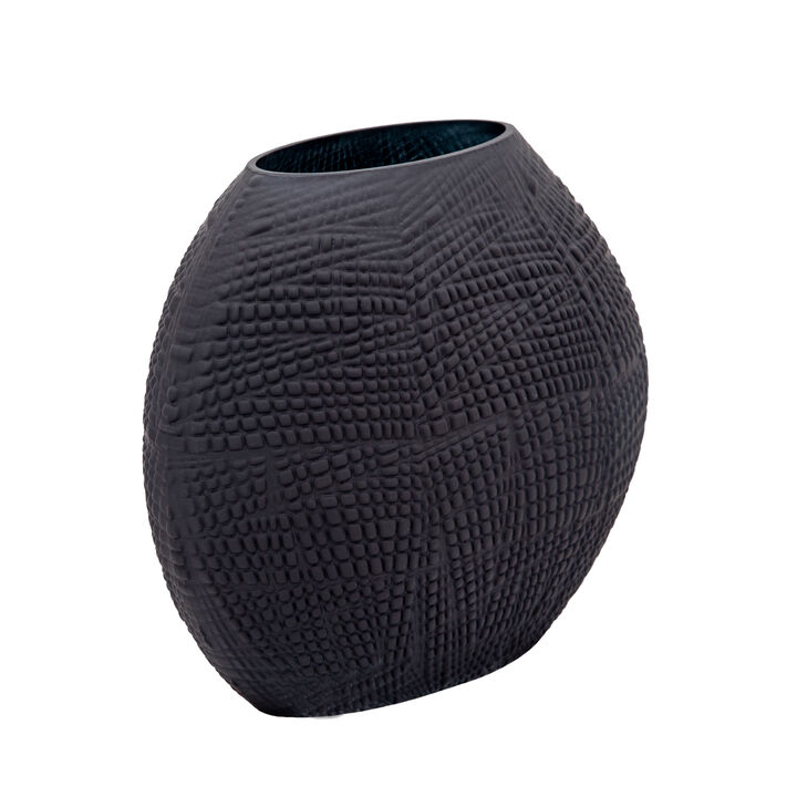Glass 10"h Textured Vase