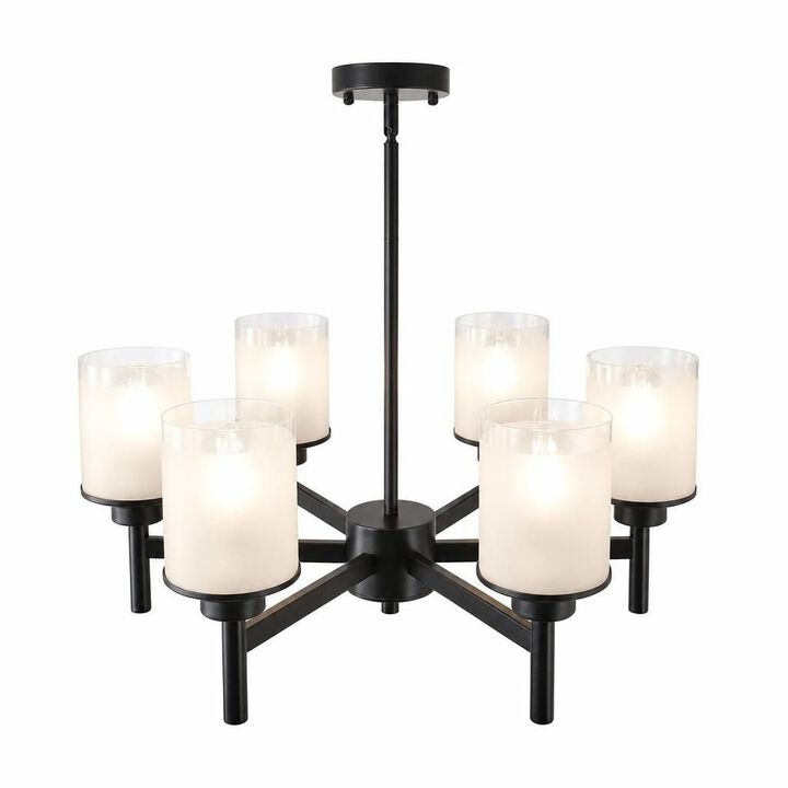 ELEMENT ACE Frosted Glass Adjustable Height Farmhouse Industrial Chandelier Ceiling Light Fixture for Dining Room, Foyer. Living Room and High Ceilings