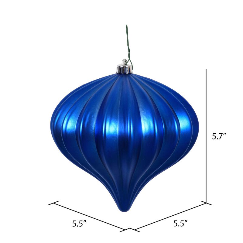 Vickerman 5.7" Blue Matte Onion Christmas Ornament, UV Treated, Set of 3 image number 4