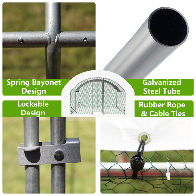 Large Chicken Coop Metal Chicken Run with Waterproof and Anti-UV Cover image number 4