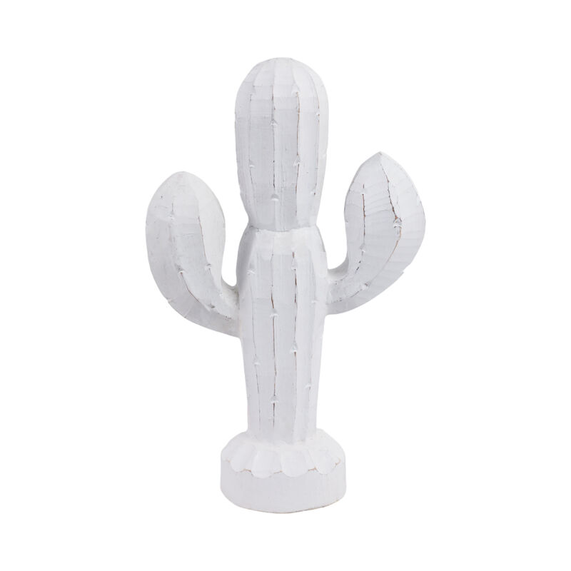 14" Wooden Cactus Decor, Wht image number 3