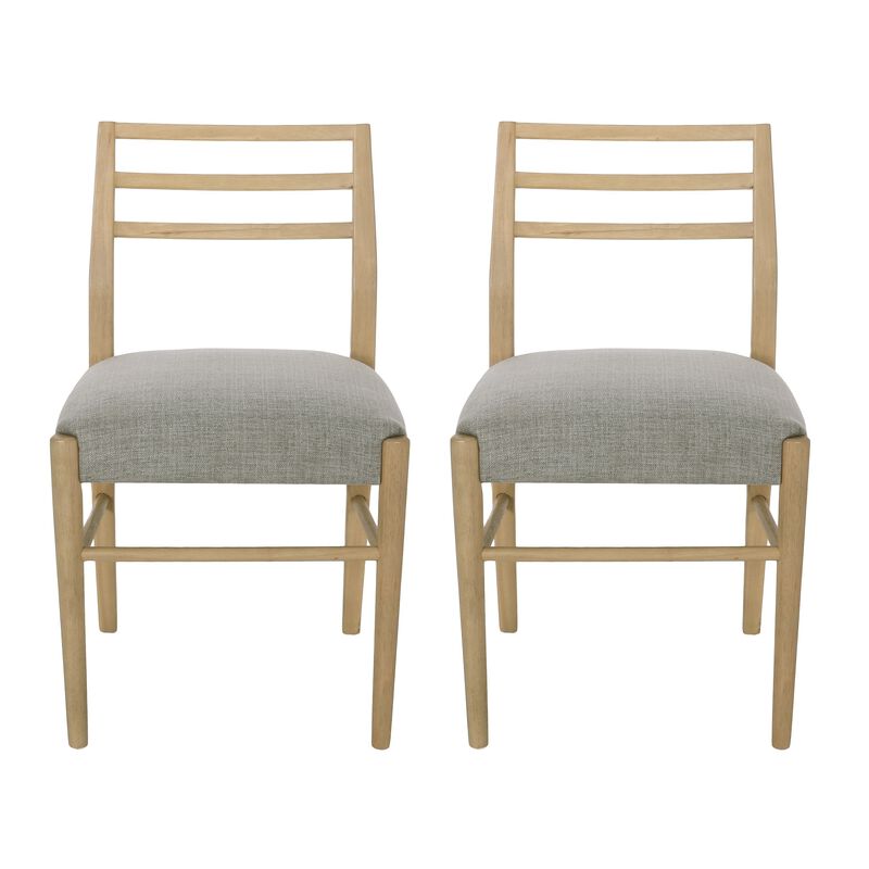 Piny Dining Side Chair Set of 2, Gray Padded Seat, Wood Ladderback image number 0
