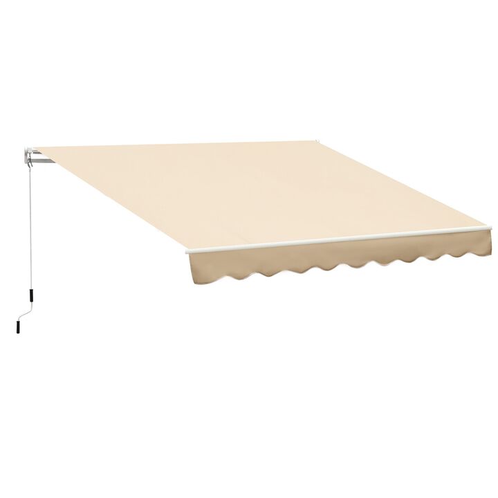 Extended Beige Awning: 13'x8' Adjustable Manual Retractable Sun Shade