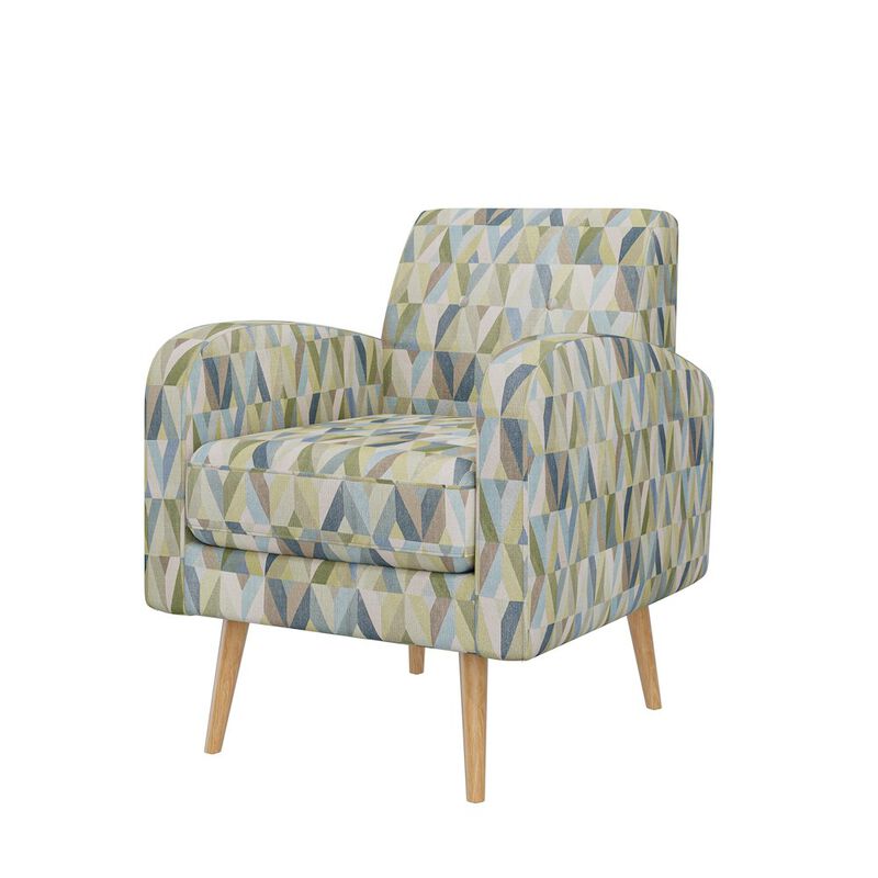 HL Home Furnishings Mid-Century Modern Armchair in Pastel Green and Blue Prism