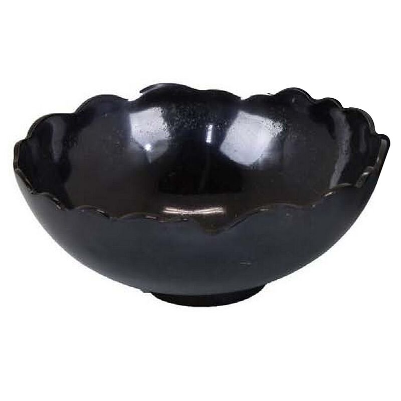 Bonz Set of 3 Bowls, Unique Top Shape, Round Base, Black Metal Finish - Benzara