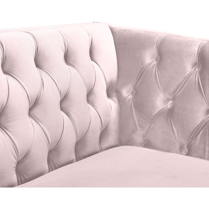 Meridian Furniture Michelle Pink Velvet Loveseat