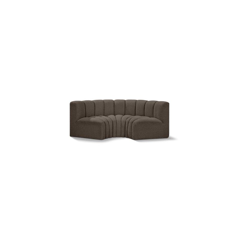 Meridian Furniture Arc Brown Boucle Fabric Modular Sofa