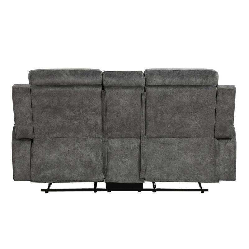 Lexicon Yates Microfiber Double Reclining Love Seat With Center Console In Dark Gray