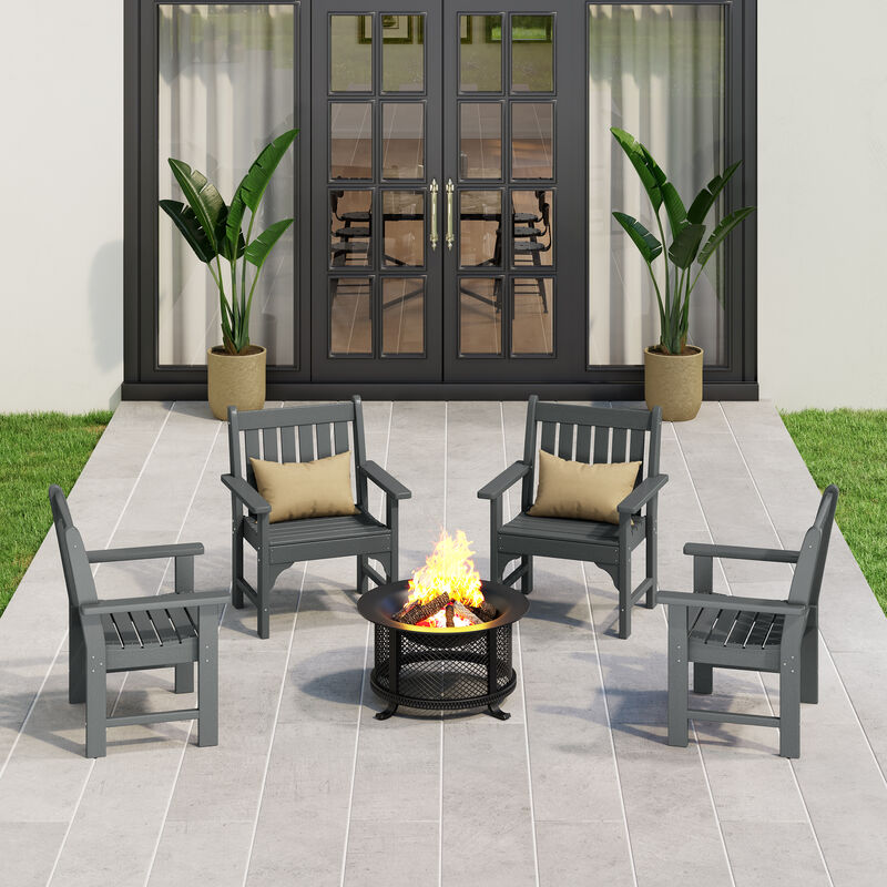 WestinTrends Outdoor Patio HDPE Adirondack Dining Arm Chairs (Set of 4) image number 1