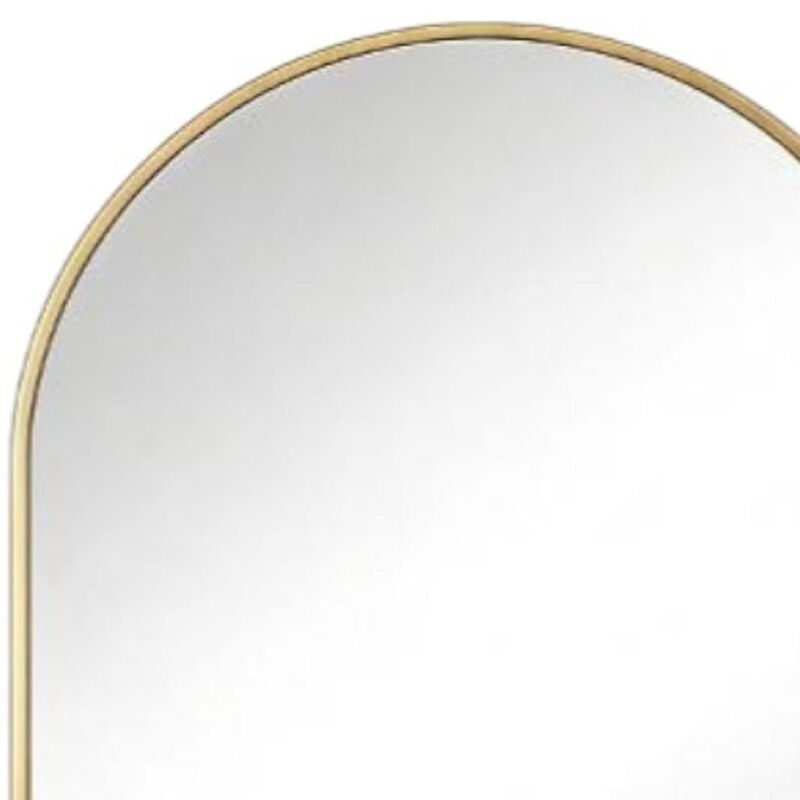 HomeRoots 35" Gold Aluminum Arch Framed Anti Fog Accent Mirror image number 2