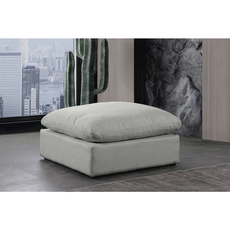 Meridian Furniture Comfy Grey Linen Textured Fabric Modular Ottoman