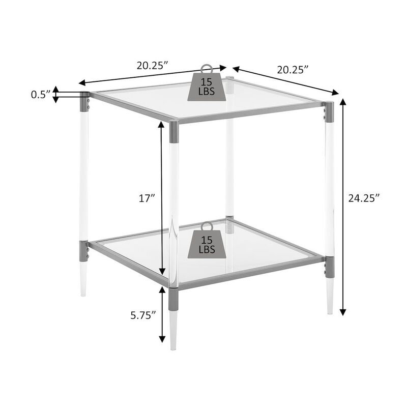 Convenience Concepts Royal Crest 2 Tier Acrylic Glass Square End Table