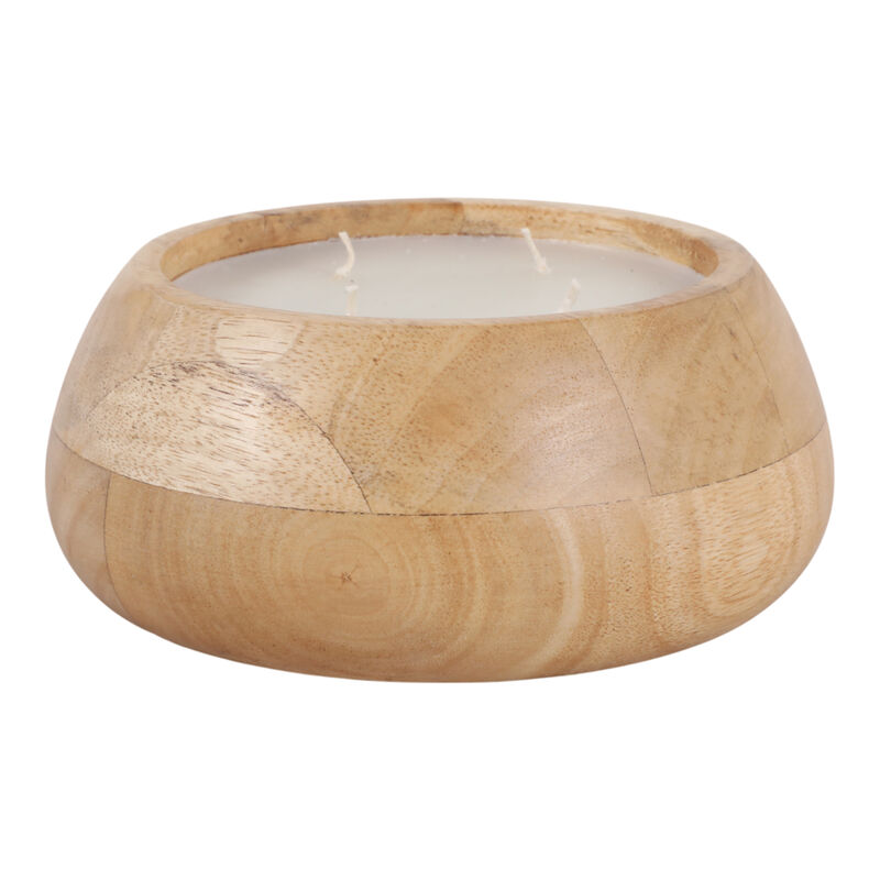 8" Vanilla Wood Bowl Candle image number 2