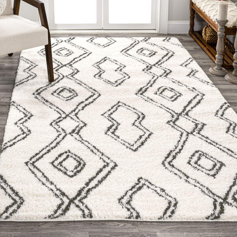 Deia Moroccan Style Diamond Shag Area Rug