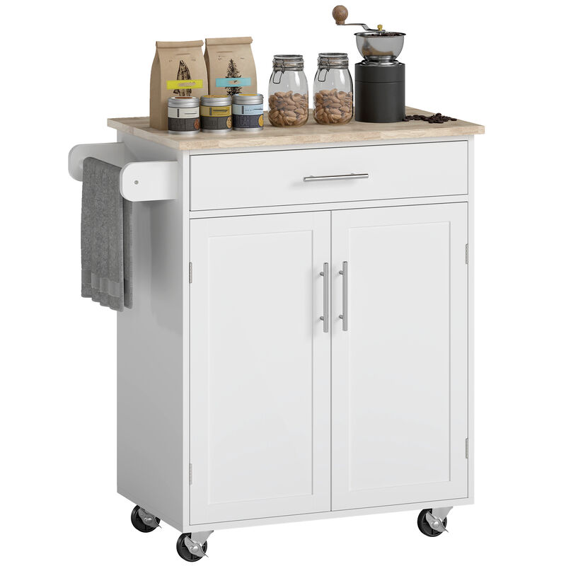 Hivvago Rolling Kitchen Cart with Solid Wood Top and Storage image number 0