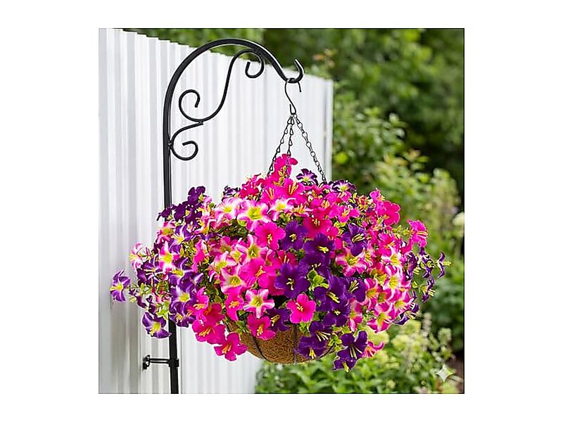 2 Set Artificial Outdoor Petunias Flowers Hanging Baskets 24 Pack UV Resistant image number 3