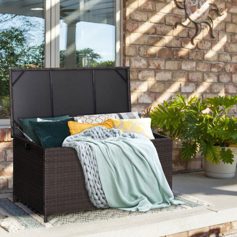 Hivvago Outdoor Wicker Storage Box with Zippered Liner