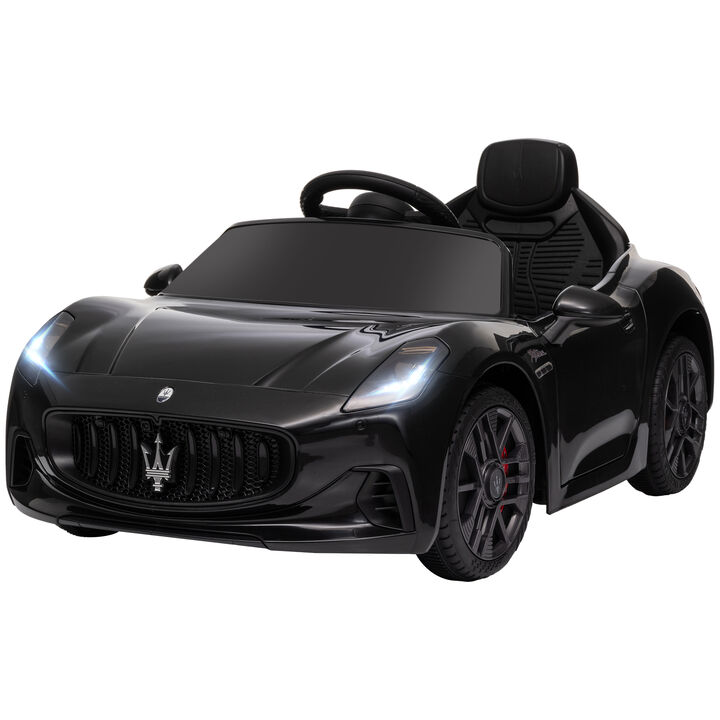 BreeBe Maserati Gran Turismo Licensed 12V Kids Electric Car w/ Remote Control, Soft Start, LED Lights, Music, Horn