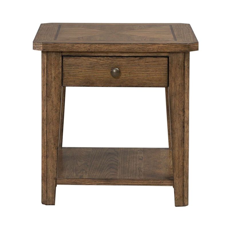 Liberty Furniture Carolina Park End Table for Living Room - Amber Brown Oak image number 0