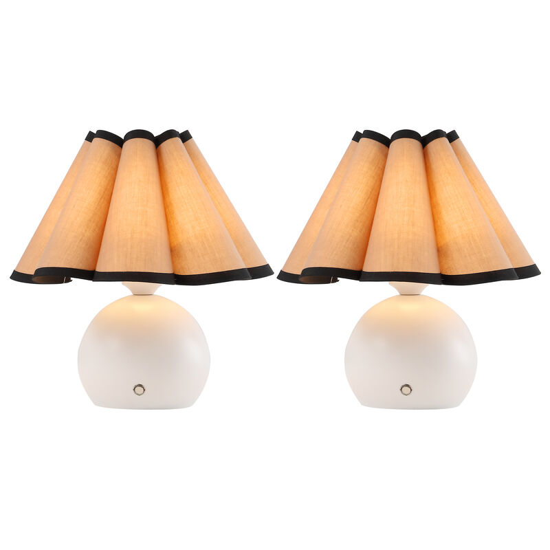 Billie 10.5" Classic Vintage Scalloped Shade Regarcheable/Cordless Dimmable Integrated LED Table Lamps