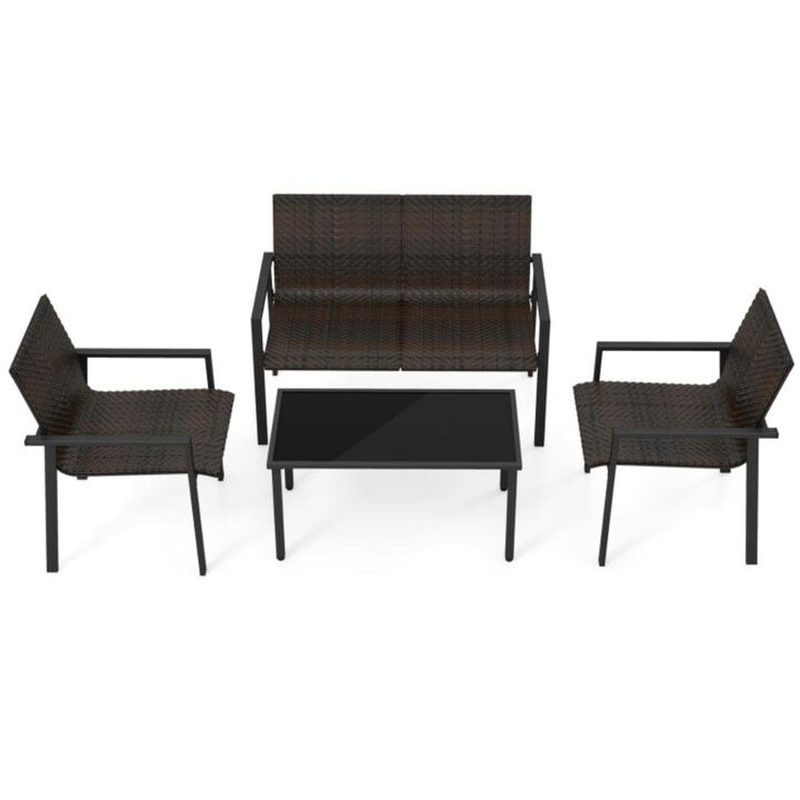 Hivvago 4 Pieces Patio Furniture Set with Heavy Duty Galvanized Metal Frame
