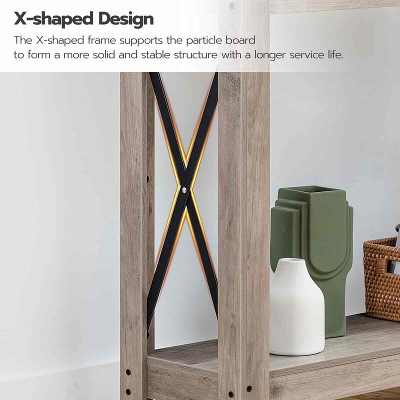 Farmhouse Entryway Console Table with Power Outlets & USB Charging -Greige image number 8