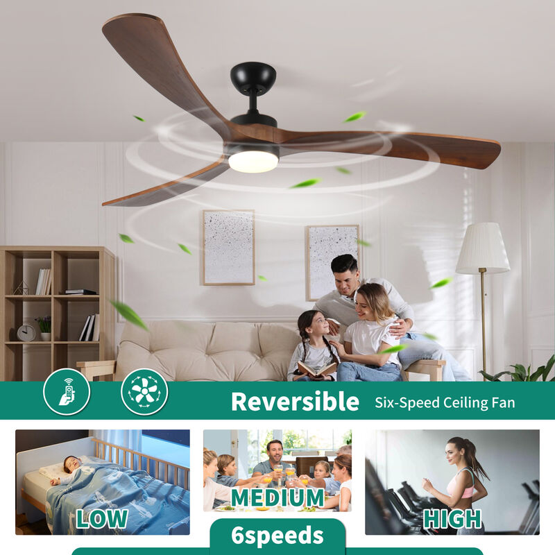 ELEMENT ACE 72 Inch Solid Wood Ceiling Fan with Smart Control and Remote for Indoor Outdoor Use image number 5