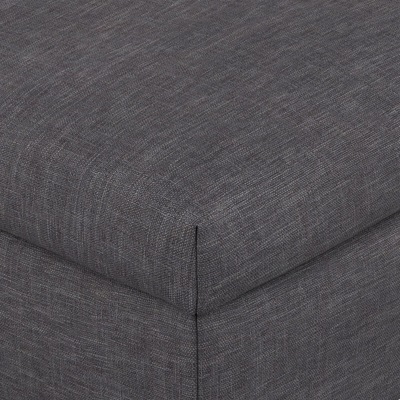 Rebecca 48 inch Wide Mid Century Modern Rectangle Large Coffee Table&nbsp;Storage Ottoman with Lift up Lid in Slate Grey Polyester , Assembled image number 8