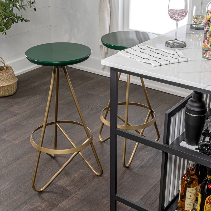 Spiroa Modern Industrial Metal Backless Circular Bar Stool