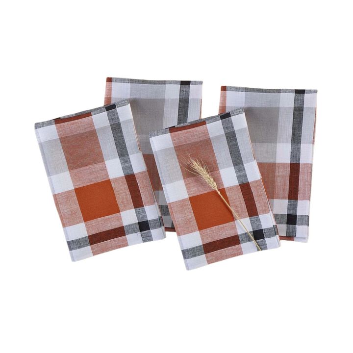 Linen Dinner Napkins - Fall Buffalo Check