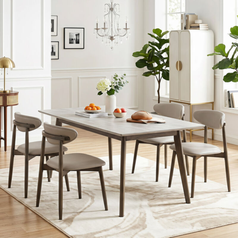 4 Pack Modern Wooden Dining Chairs with Upholstered Curved Backrest image number 1