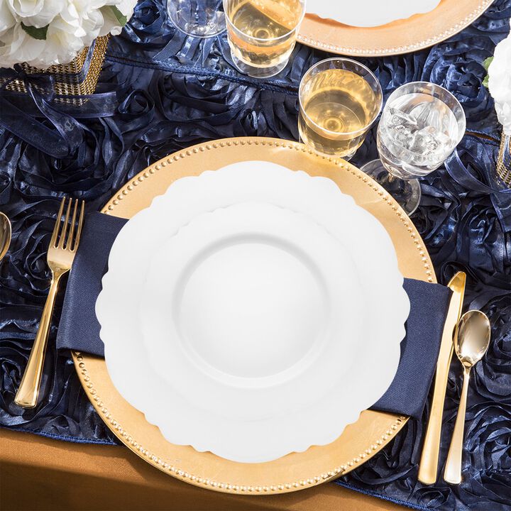 Solid White Round Blossom Plastic Wedding Value Set (30 Sets)