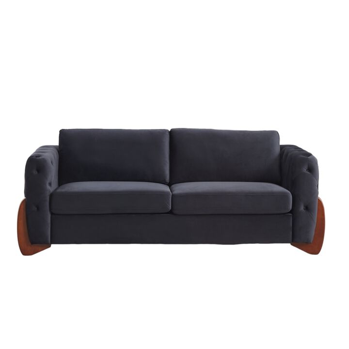 Rodcaf Mid‑Century Modern Button Tufted Velvet 3‑Seat Sofa